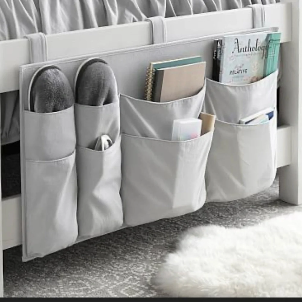 NEW Pottery Barn Gray Hanging Bedside Pocket Organizer